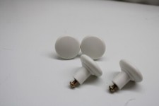 Standard 4 White Plastic Round Drawer Knobs/Brass Screw