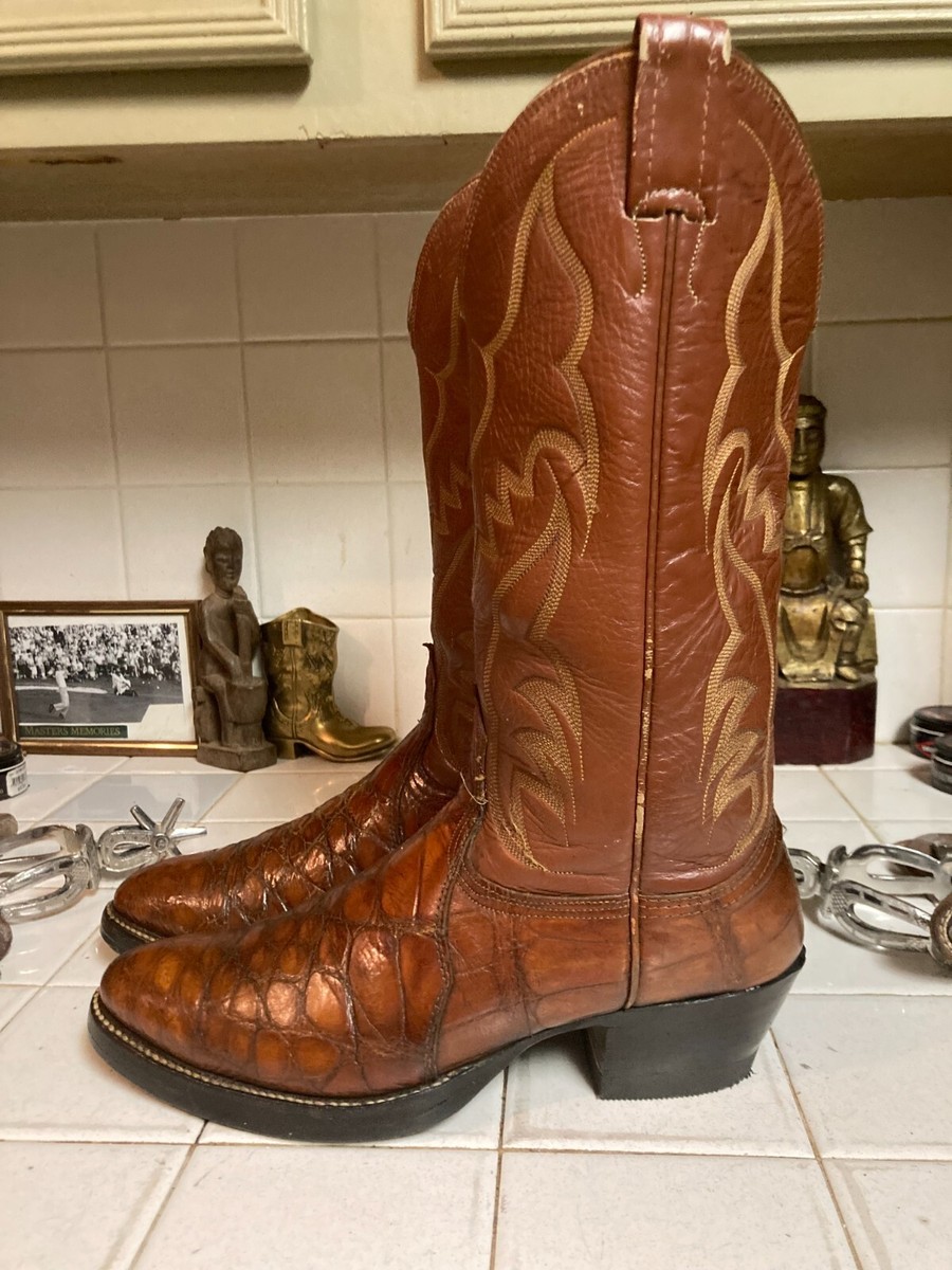NOCONA Brown COGNAC ALLIGATOR &Leather Western Cowboy Boots  display picture 3