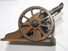 Vintage Wooden & Metal Cannon Courvoisier Decanter Brandy Napoleon Cognac