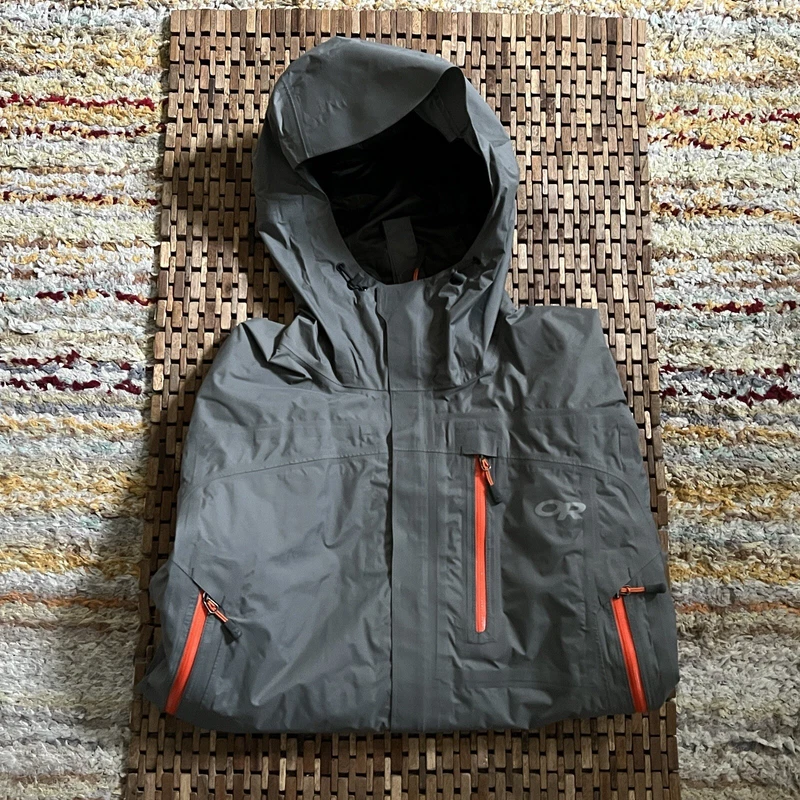 outdoor-research full zip waterproof shell jacket