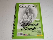 Artist Sketch Book Drawing Journal 30 Sheets Spiral 9"X 6" Medium Weight