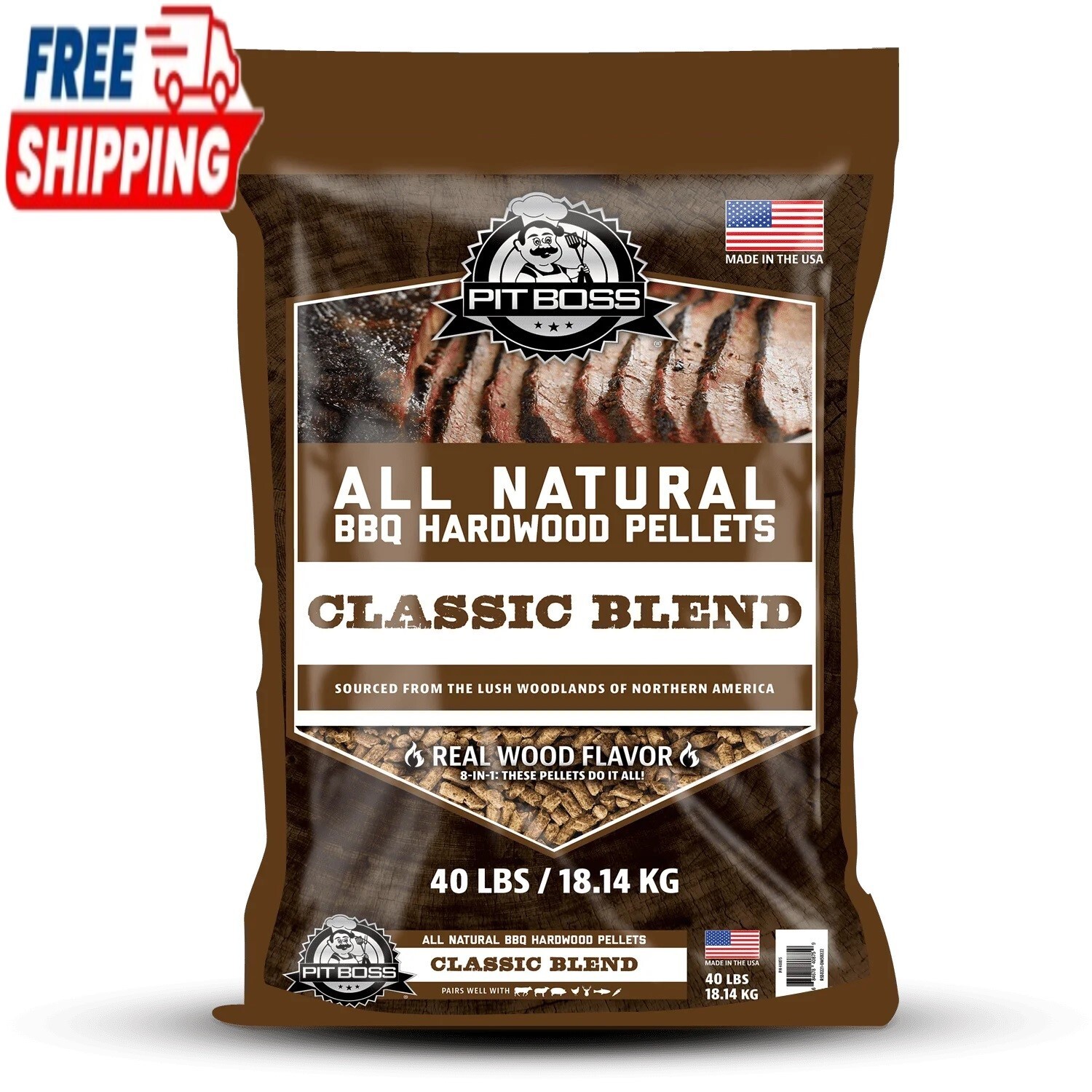100% All-Natural Hardwood Classic Blend BBQ Grilling Pellets