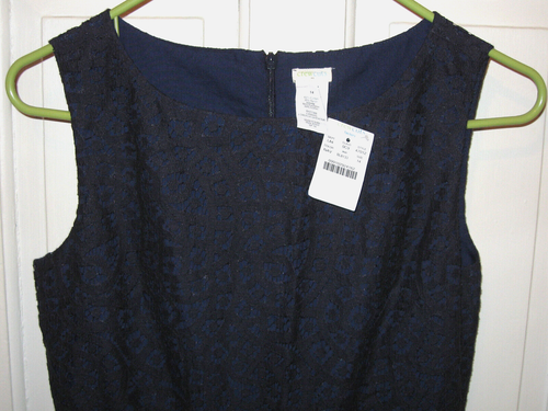 NEW CREWCUTS J. CREW EYELET DRESS SZ 14 GIRLS NAVY BLUE SLEEVELESS LINED NWT