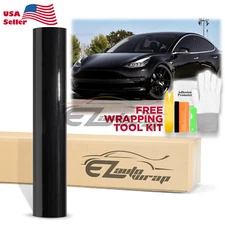 Gloss Glossy Black Car Vinyl Wrap Sticker Decal Film Air Release Bubble Free