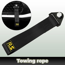 Car Tow Strap Front Rear Bumper Towing High-Strength Racing Sports Black Hook.