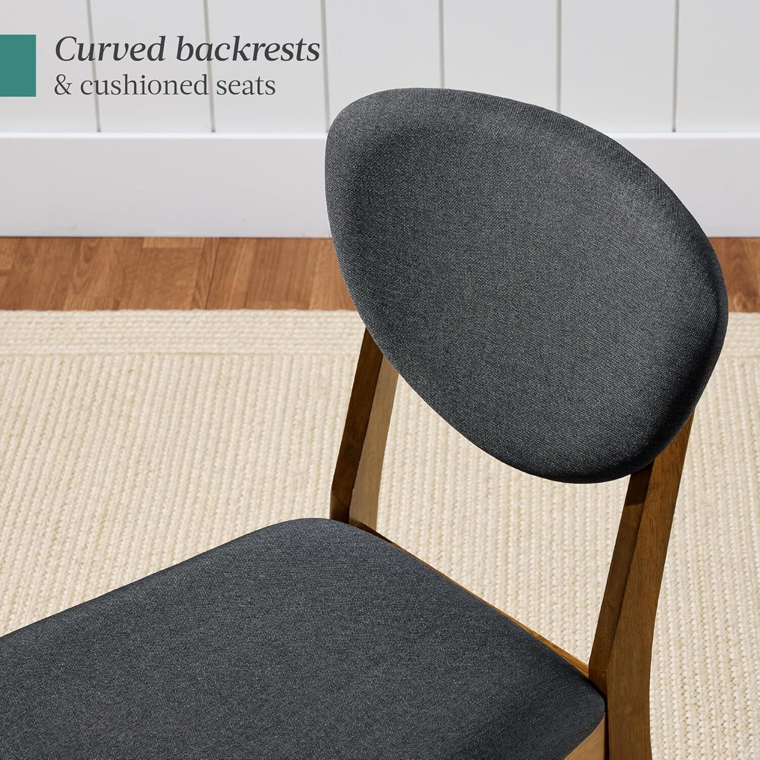 Best Choice Products Dining Chairs Set of 2, Mid-Century Modern Upholstered Wood