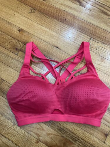 Victoria Secret VSX Sport Bra 36 DDLightly Padded Wide Criss-Cross Straps Red - Picture 1 of 4
