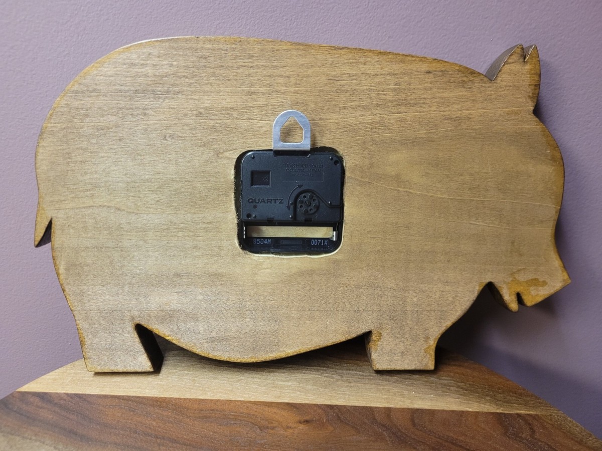 Vintage Wooden Pig Wall Clock Tochigi Tokei Japan NOS | eBay