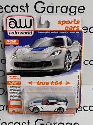 AUTO WORLD 2018 Chevy Corvette Grand Sport White 1:64 Diecast Sports Cars