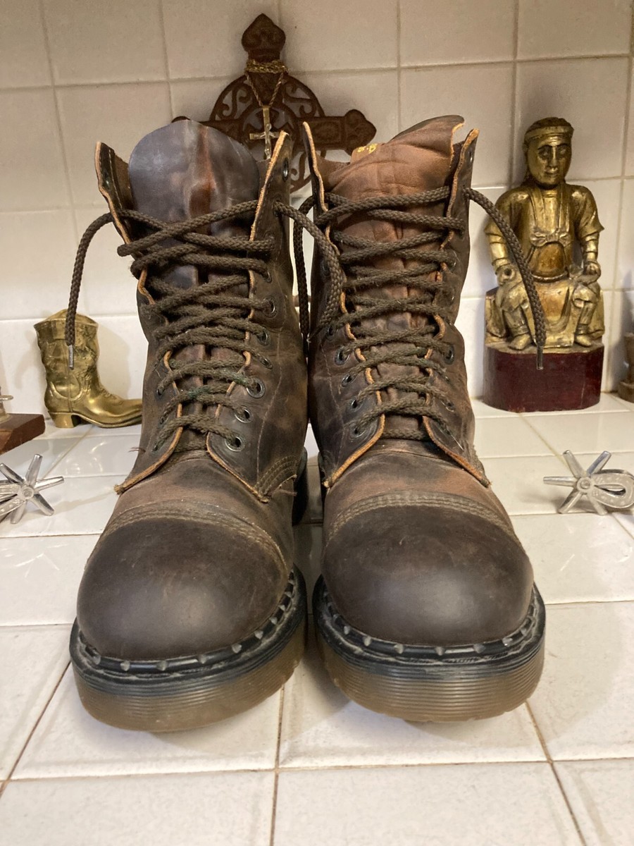 Doctor Martin Brown Leather Lace Up Crazy Bomb Made in England 10