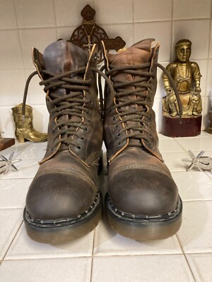 Doctor Martin Brown Leather Lace Up Crazy Bomb Made in England 10