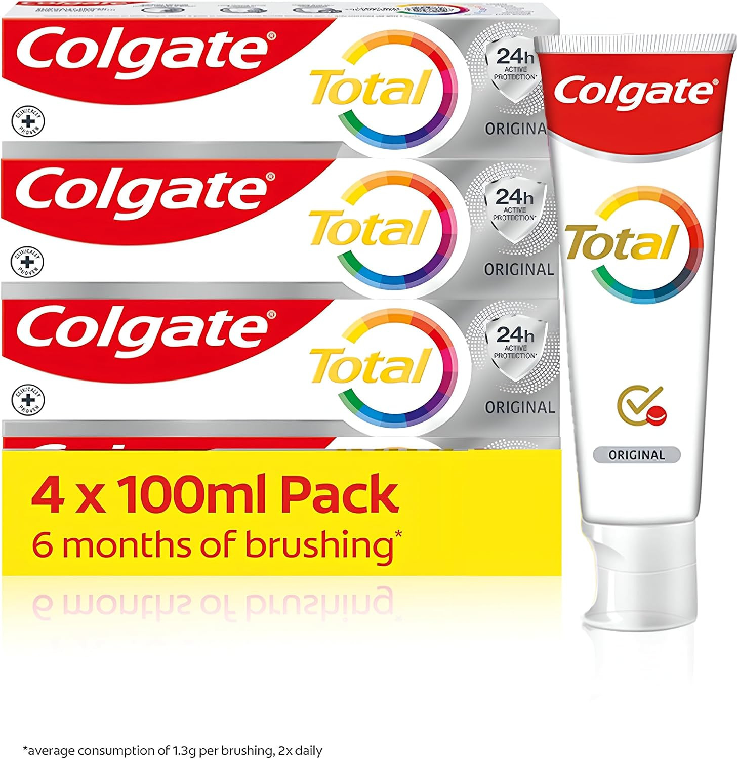 Colgate Total Original Toothpaste 4X100Ml - Stronger 24-Hour Bacterial Defence*