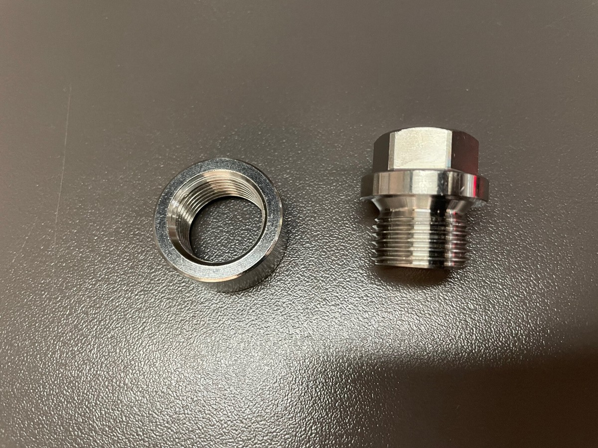 O2 Oxygen Sensor Weld-On Bung & Plug Kit - Mild Steel Wideband Nut & Cap Set - Boost Monkey 6 thumbnail image