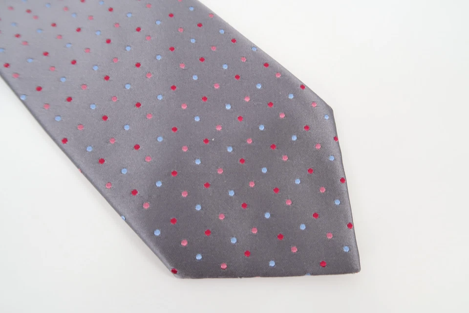 Charvet Place Vendome Tie Silver Multicolor Polka Dots 100% Silk France Necktie - Image 3 of 4