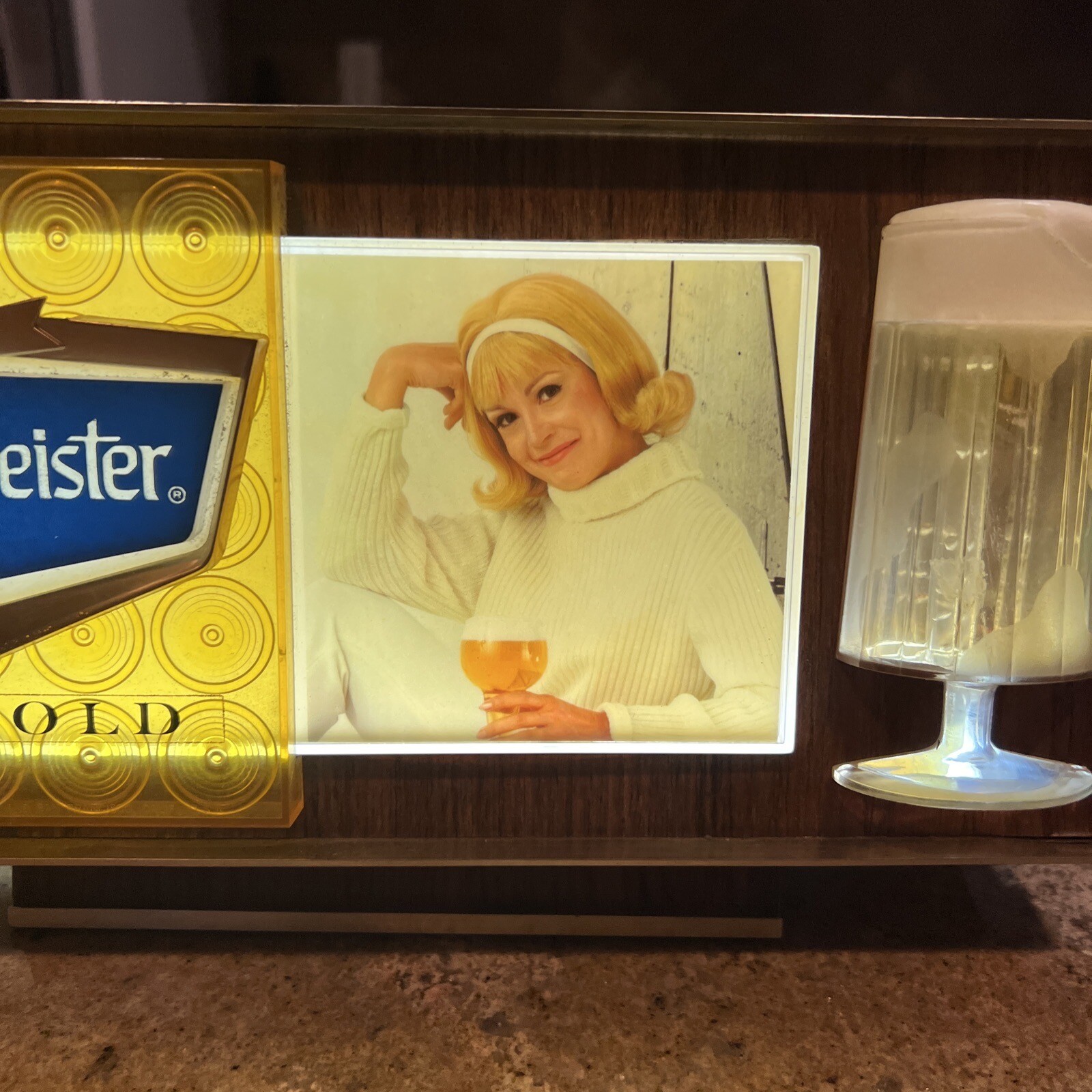 Vintage 1960's Burgermeister BUBBLER Beer Bar Sign Lighted Beer Mug