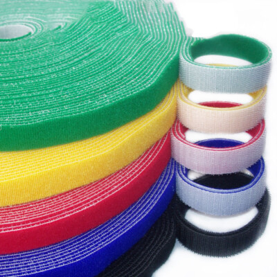 20mm Strong Adhesive Cable Ties Strap Reusable Hook Loop Tape Wrap Tie 6 Color