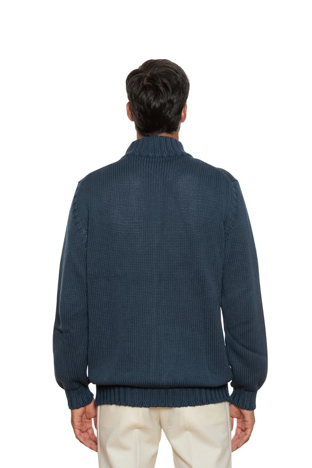 Della Ciana Cashmere Grueso Bomber Cárdigan de Ochos Algodón Grueso Oscuro Azul - Imagen 2 de 4