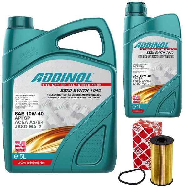 MotoröL Set Addinol 10W-40 Semi Synth 6 Liter + ÖLfilter FüR Dacia Dokker 1.5-image