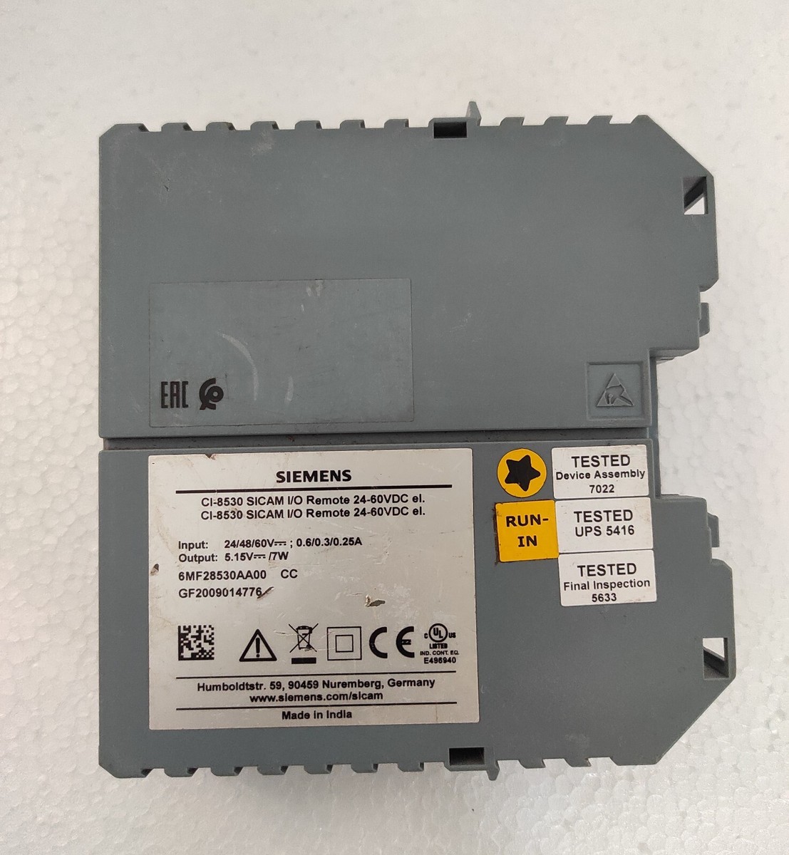 SIEMENS CI-8530 SICAM A8000 SERIES I/O REMOTE / INPUT-OUTPUT