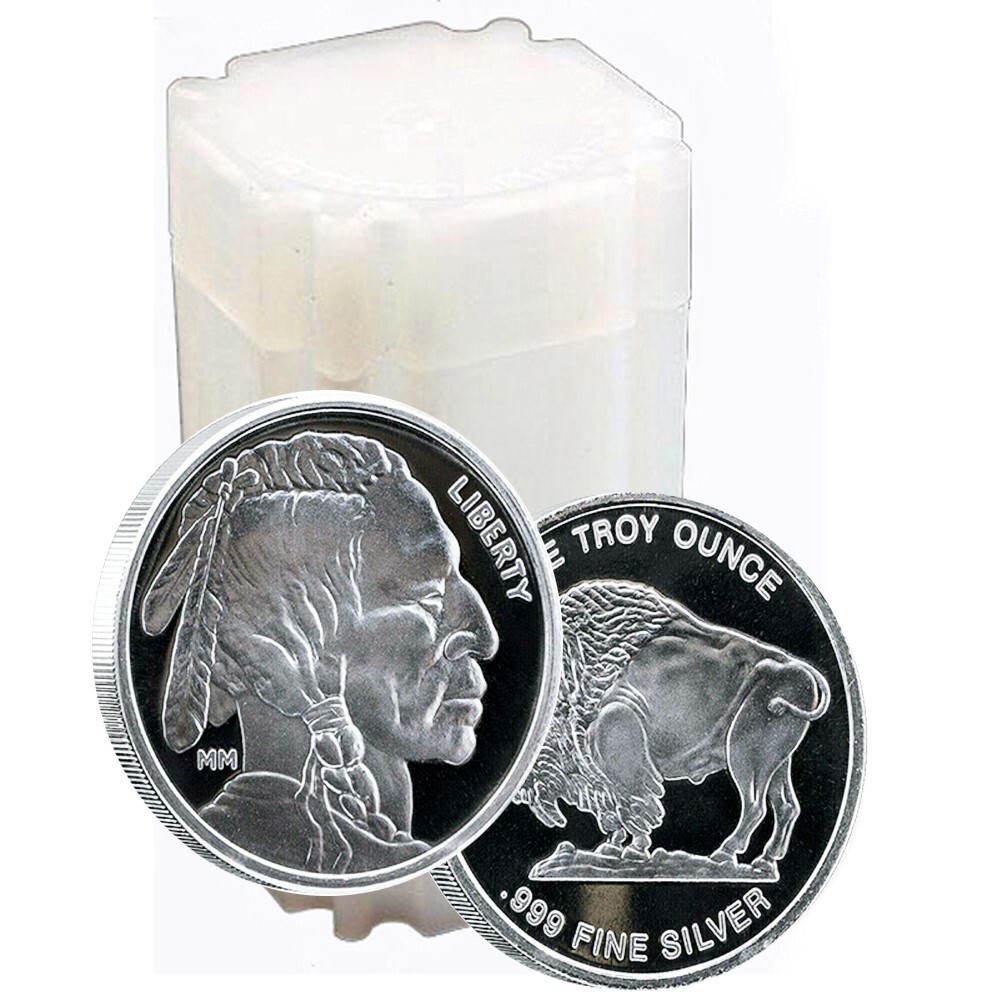 Roll of 20- 1 oz Silver Mason Mint Buffalo Round 999 Fine Silver