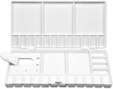 33 Compartments Portable White Watercolor Paint Palette Case Folding Palette Box