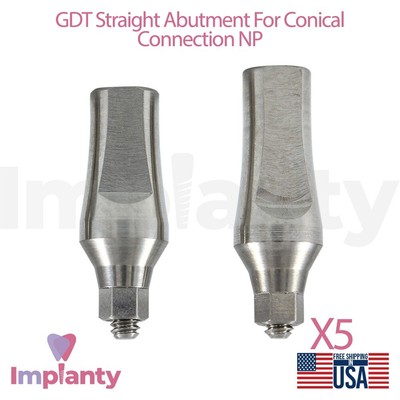5x Dental Straight Prosthetic 3.6mm Conical Connection Narrow Platform (NP)