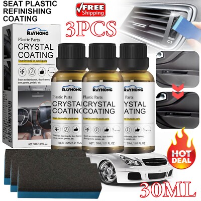 3x Plastic Parts Crystal Coating Easy to Use Car Refresher Gloss Protection 30ml