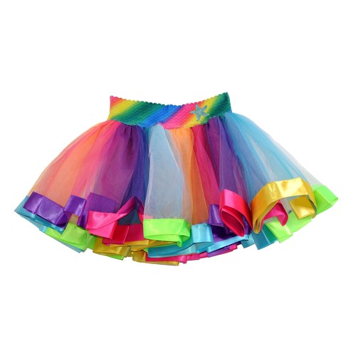 Mermaid Girls Rainbow Tutu Tulle Ribbon Skirt Starfish Kids Birthday Party Dress - Picture 4 of 12