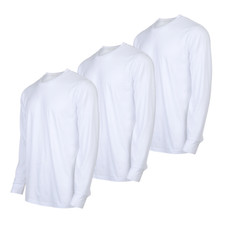 3 Pack Men's T-Shirts Cotton Long Sleeve Crew Neck with Ridded Cuff Solid Causal