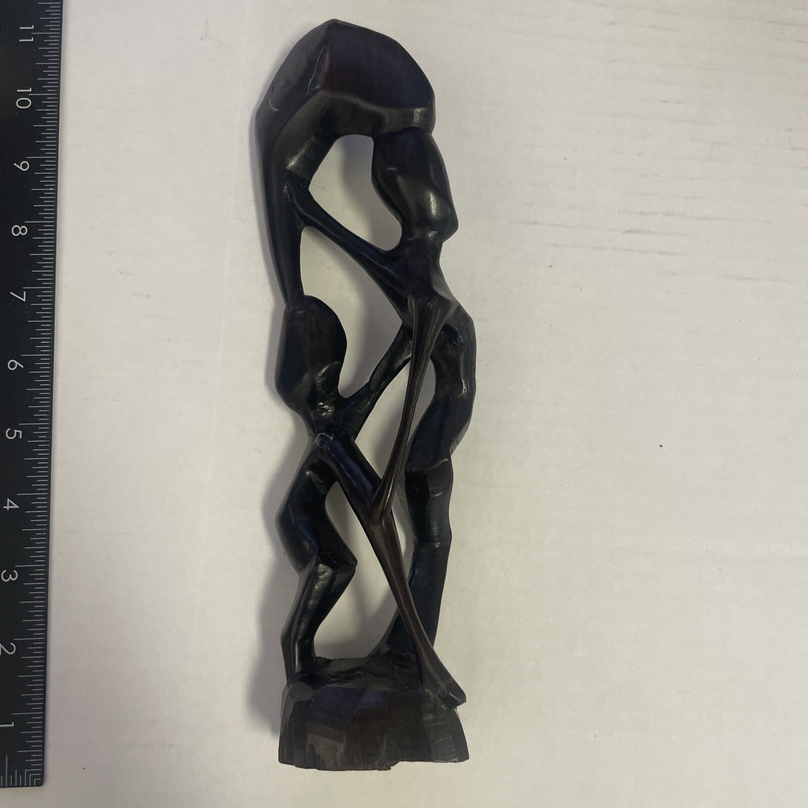 African Carved Wooden Ritual  Statue Kissing Couple  Figurine 11”
