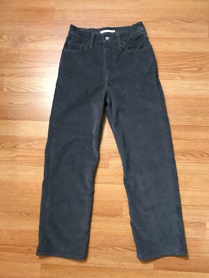 Levis Corduroy Pants Womens 25 Gray Ribcage Straight Ankle Cotton Spandex