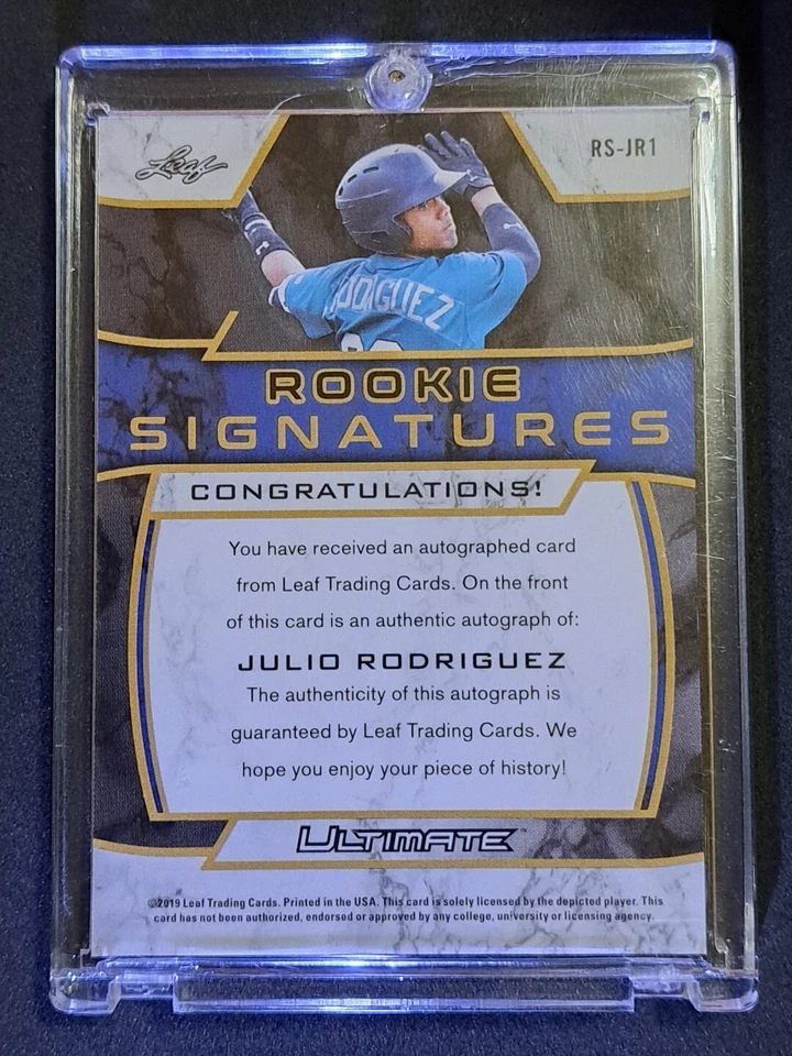Julio Rodriguez 2019 Leaf Ultimate Rookie Signatures ON CARD AUTO Prospect RC🔱 - Image 3 of 4