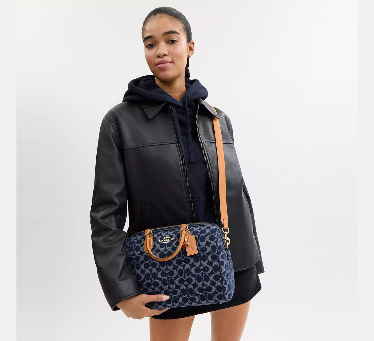NWT Coach Rowan Large Satchel Bag In Signature Denim CY699 Fast