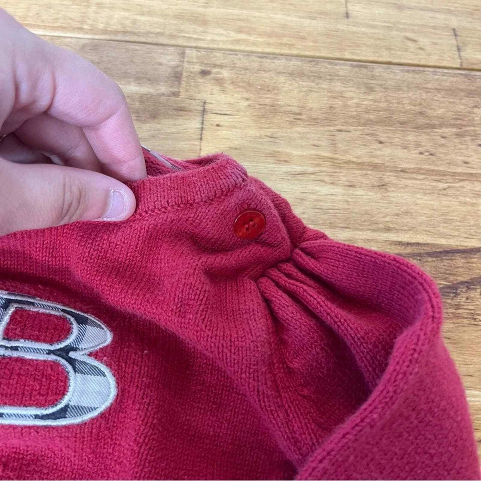 Suéter Burberry vermelho algodão logotipo Nova Check tamanho infantil 12 meses - Imagem 4 de 4