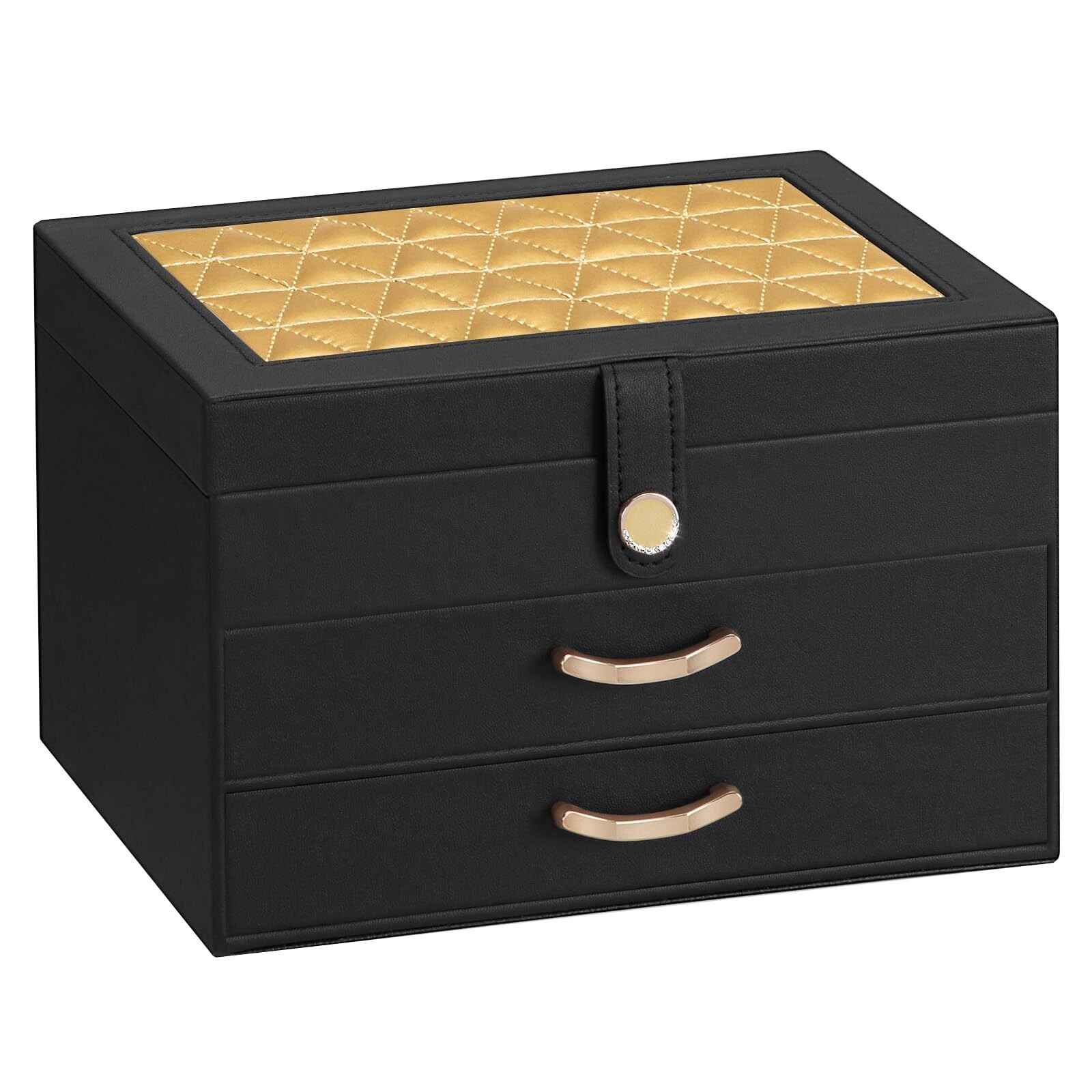 Elegant 2-Drawer Black Jewelry Box Organizer for Women