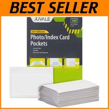100-Pack Clear Index Card Pockets - Adhesive Label Holders