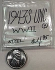 1943-S Lincoln Steel Wheat Cent (UNC) Uncirculated Cond! “WW-II”  ENN Coins