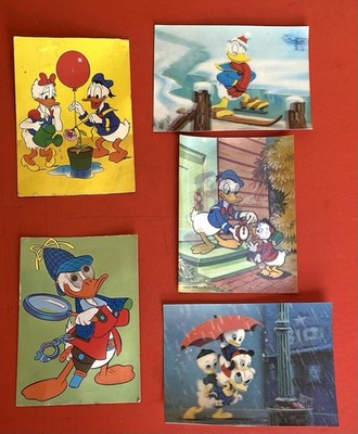 5 Disney Postkarten 80er Jahre / Hologrammkarten, Wackelkarten