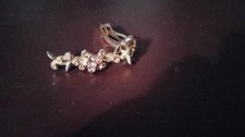 Pink Gold Tone Heart Shape Center Floral Rhinestones Hair Clip Barrette EBS