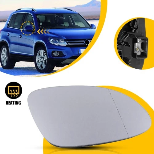 Mirror Glass w/Backing Plate for VW Tiguan 2009-2017 Passenger Right Side Heated