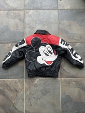 Vintage Disney Mickey Mouse Kids Leather Varsity Jacket Size 2 80s/90s
