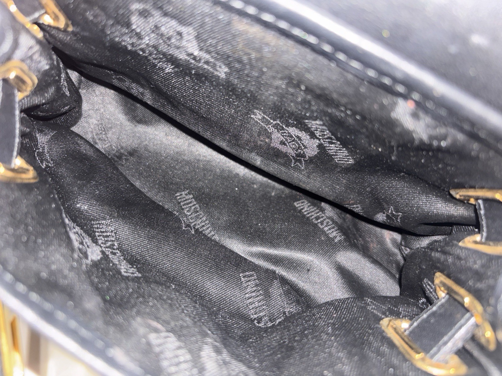 Vtg Moschino 90s Black Leather & Nylon Logo Mini Bag — image 13