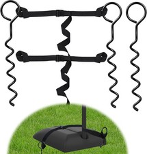 Basketball Goal Anchor Tie Down Kit 2 and 1 Adjustable Strap, Black