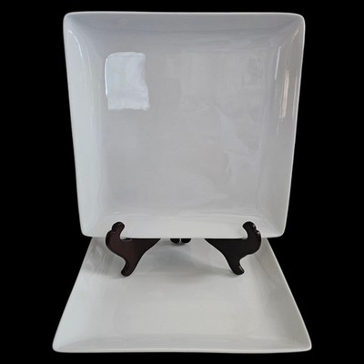 2 Target HOME White Square Coupe Porcelain Dinner Plates 10 3/8'' NO Chips 