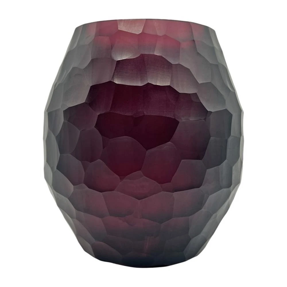 Pemberly Row 7" High Decorative Handmade Glass Purple Cutting Flower Vase