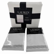 Lauren Ralph Lauren Spencer King Duvet Shams Cable Embroidery Stone Grey 3pc