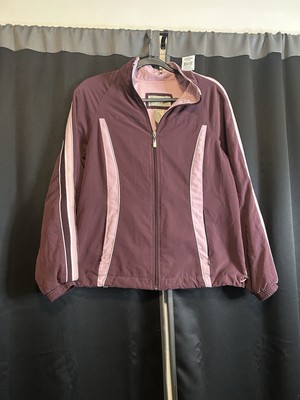Green Tea Polyester Zip Up Jacket (Womens-Medium) (Plum/Pink)