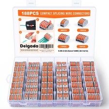 Delgada 188PCS Lever Wire Connector Nuts Kit - Reusable 2/3/4/5 Port Push-in ...