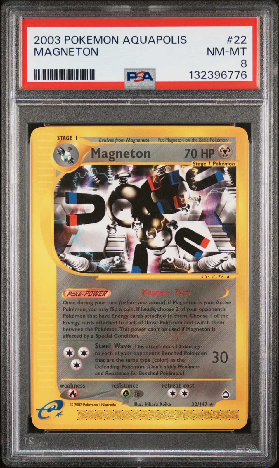 2003 POKEMON AQUAPOLIS #22 MAGNETON PSA 8