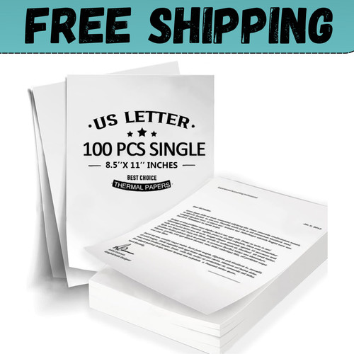 100 Sheets Thermal Printer Paper 8.5 X 11 Inch US Letter Size Thermal Paper